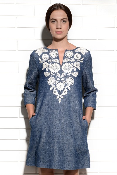 Panama Embroidered Tunic Shift Dress